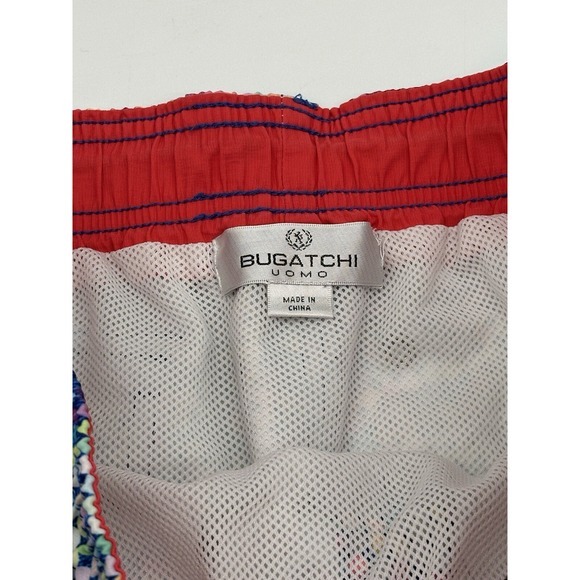 Mens Small Bugatchi multicolor Print‎ mesh lined swim trunks shorts - Picture 5 of 9